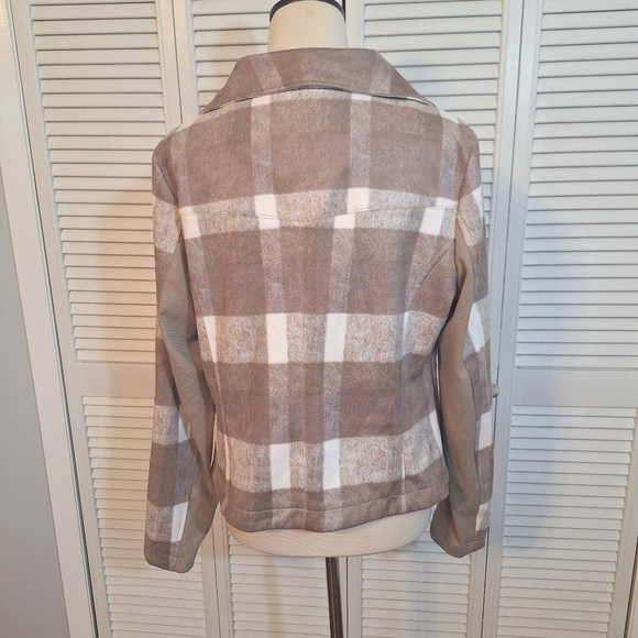 Bagatelle Beige Plaid Moto Style Jacket LG *D4 - Picture 2 of 7
